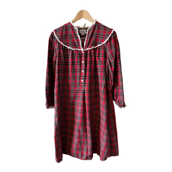 LANZ OF SALZBURG Red Plaid Flannel Nightgown Size Medium - Picture 3 of 13